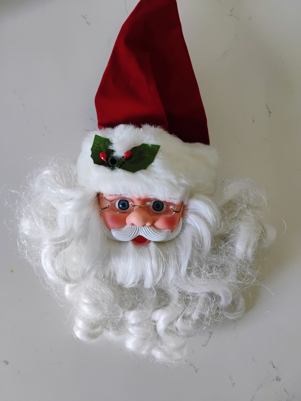 Kids Santa Claus Wall Mask with Red Hat and White Beard